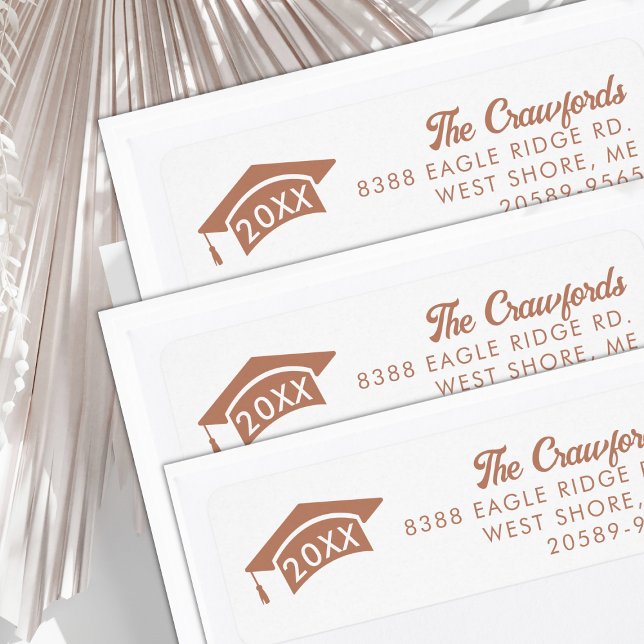 Étiquette Classe de 2025 Graduation Cap Adresse de retour (Créateur téléchargé)