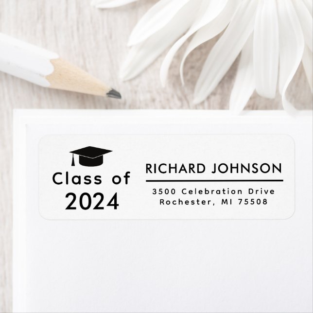 Étiquette Classe de 2026 Black White Graduation Return (En situation)