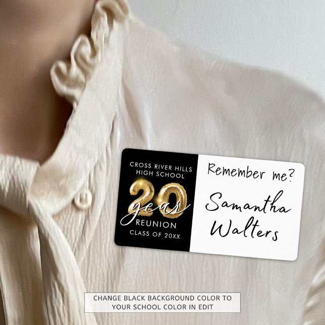 Étiquette Classe de 20 ans Nom de réunion Balise Se souvenir (Créateur téléchargé)