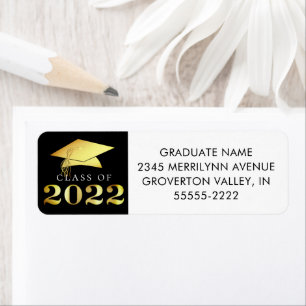 Étiquette Classe de Graduation de 2022 Elegant Black Gold
