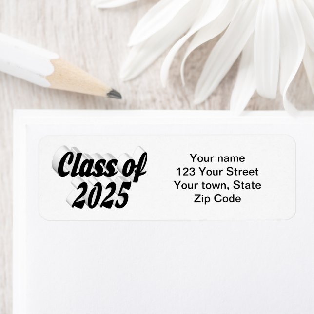 Étiquette Classe de graduation en texte noir 2025 (En situation)