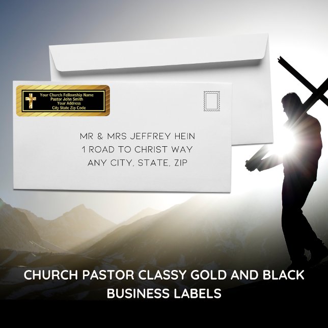 Étiquette Classe d'or et de noir pour le pasteur de l'église (PLEASE NOTE: The foil elements are simulated and will not be used in the making of this product.)