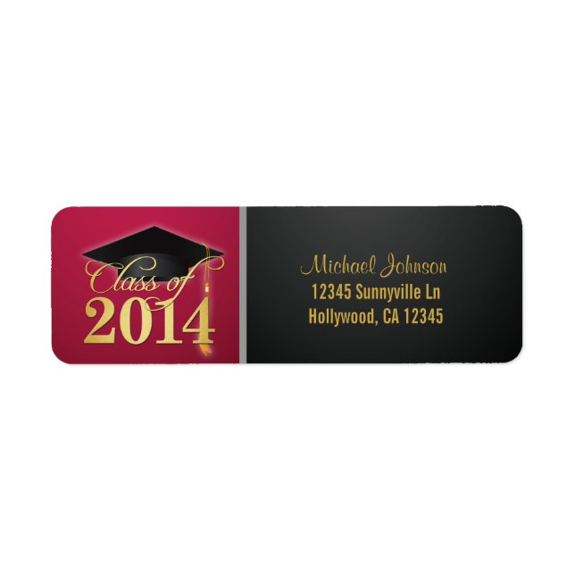 Étiquette Classe élégante Rouge et Or de 2014 (Devant)