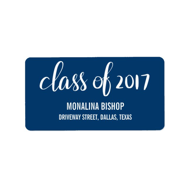 Étiquette Classe Moderne De Diplômés De 2017 Typographie Ble (Devant)