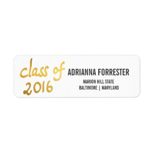 Étiquette Classe moderne du diplômé 2016 de typographie de