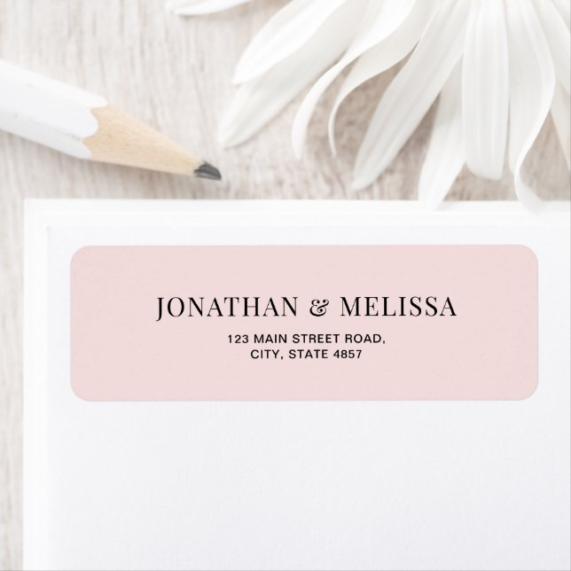 Étiquette Classic Blush Pink Typography Wedding Address (En situation)