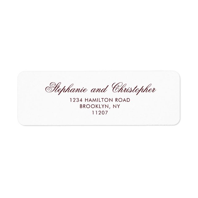 Étiquette Classic Burgundy Return Address Label (Devant)