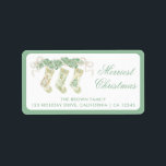 Étiquette Classic Christmas Stocking Garland Adresse Vintage<br><div class="desc">Watercolor Christmas Stockings Green Vintage Holiday Return Adresse Label. Cette belle carte photo de Noël présente une guirlande de Noël aquarelle avec des arcs blancs comme cadre pour une photo. Le retour de l'invitation est Noël Stockings avec la guirlande de Noël et arcs. Il est parfait si vous cherchez une...</div>