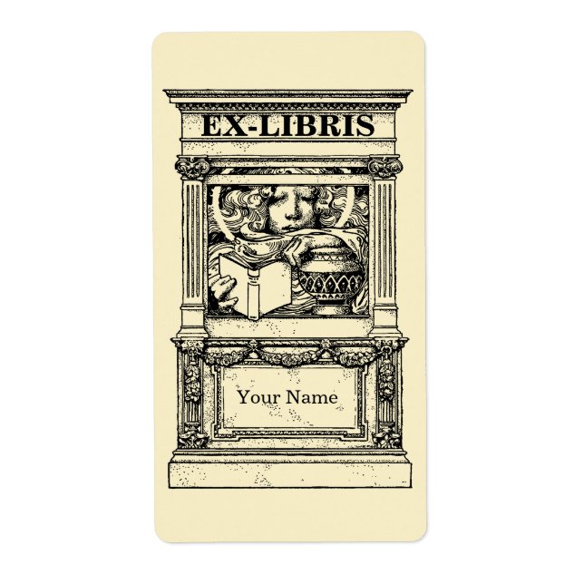 Étiquette Classic Columns Frame Ex Libris Template (Devant)
