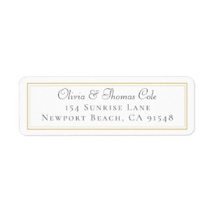 Étiquette Classic Elegant Gold Frame Mariage Adresse de reto