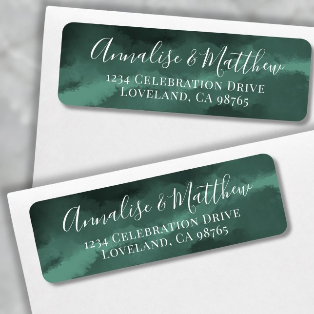 Étiquette Classic Elegant Green Mariage Adresse de retour (Classic Elegant Green Wedding Return Address label)