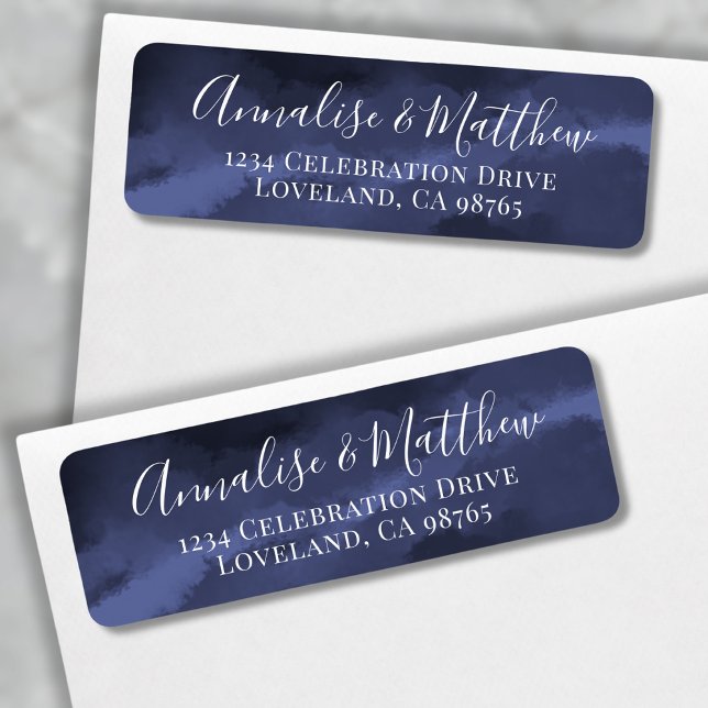 Étiquette Classic Elegant Navy Blue Mariage Adresse de retou (Classic Elegant Navy Blue Wedding Return Address label)