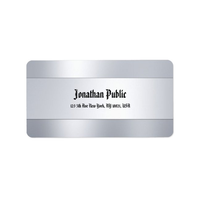 Étiquette Classic Font Script Argent Modèle Top Address (Devant)