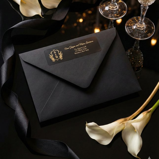 Étiquette Classic Formal Monogram Crest Return Address Label (Créateur téléchargé)