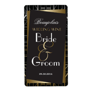Étiquette Classic Gatsby Deco Wedding Wine Label