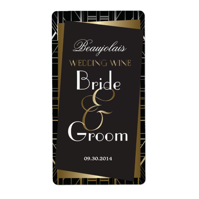 Étiquette Classic Gatsby Deco Wedding Wine Label (Devant)