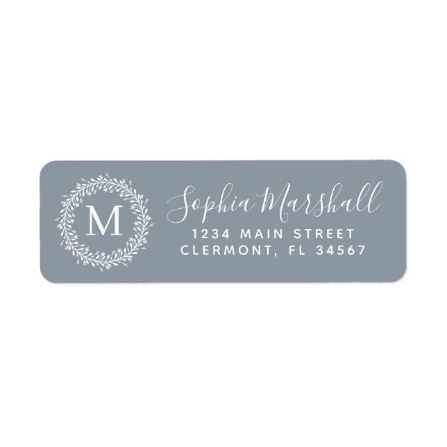 Étiquette Classic Gray White Monogram Return Address Label (Devant)