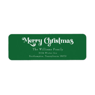 Étiquette Classic Green Joyeux Noël Adresse de retour