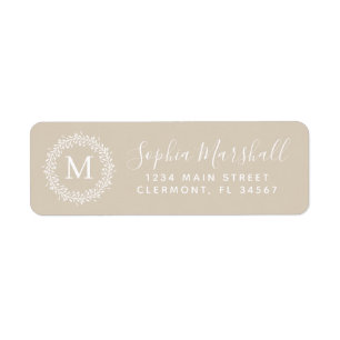 Étiquette Classic Khaki Tan Monogram Adresse de retour