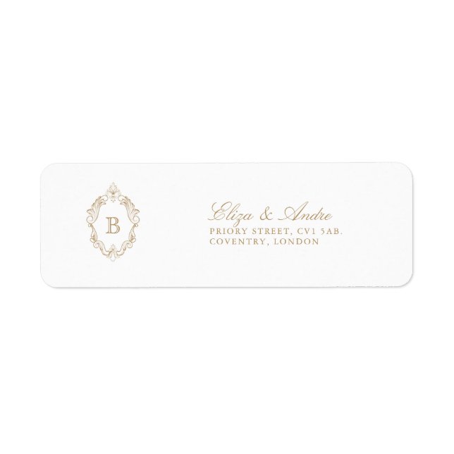Étiquette Classic Luxe Gold Monogramme Retourner les étiquet (Devant)