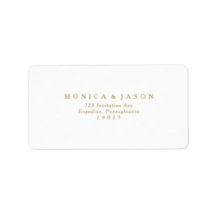 Étiquette Classic Minimalist Gold Wedding RSVP Address