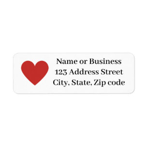 Étiquette Classic Minimalist Red Heart Nom Adresse postale