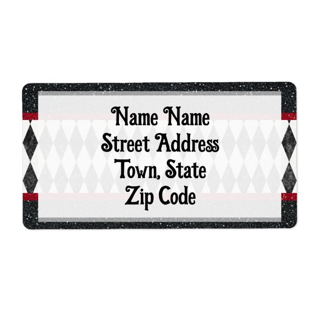 Étiquette Classic noir blanc rouge arlequin Jacquard diamant (Devant)