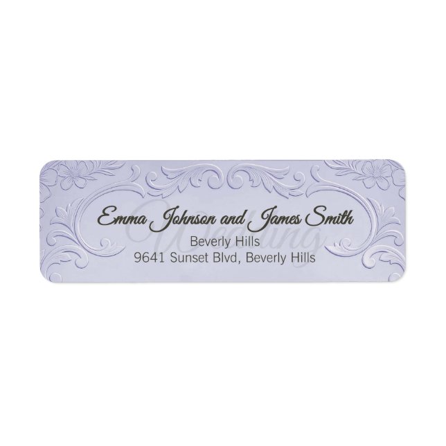 Étiquette Classic Purple Floral Wedding Return Labble  (Devant)