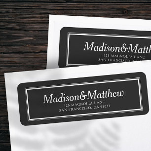 Étiquette Classic Simple Typographie Mariage Adresse de reto