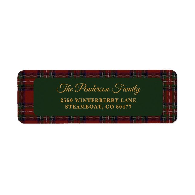Étiquette Classic Tartan Plaid Christmas Address Label (Devant)