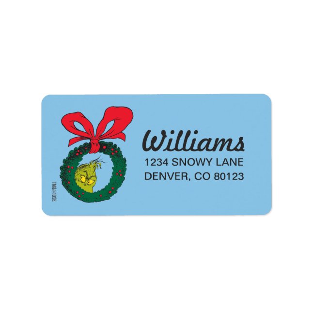 Étiquette Classic The Grinch | Christmas Wreath (Devant)