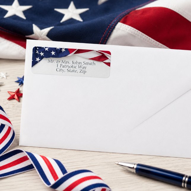 Étiquette Classique adresse de retour avec drapeau américain (Créateur téléchargé)