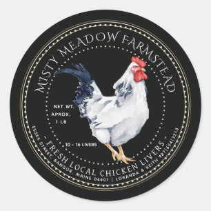 Étiquette classique du foie de poulet Rooster Farm