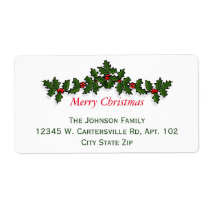 Étiquette Classique Élégant Noël Holly N'importe quel but Re