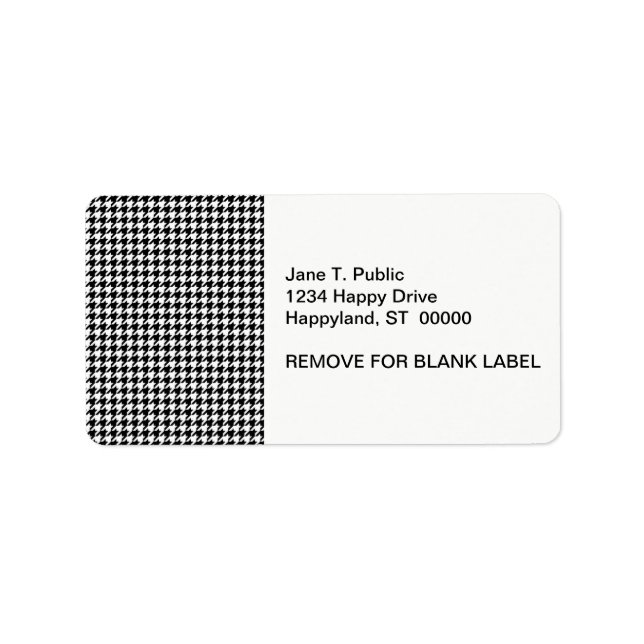 Étiquette Classique Houndstooth Noir Blanc (Devant)