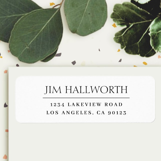 Étiquette Classique moderne blanc et noir (Créateur téléchargé)