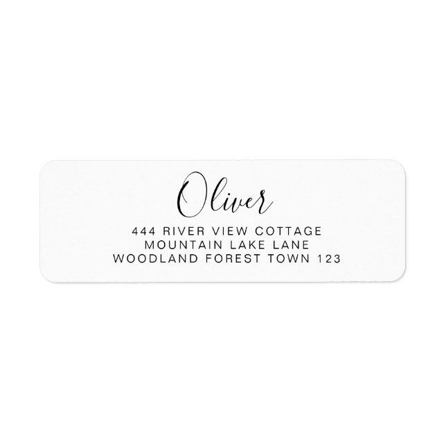 Étiquette Classique Signature Noir Blanc Élégant Simple (Devant)