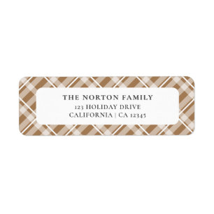 Étiquette Classique Tan Brown Tartan Plaid Farmhouse Family