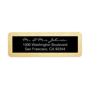 Étiquette Classy Elegant Gold Foil & Black Adresse de retour