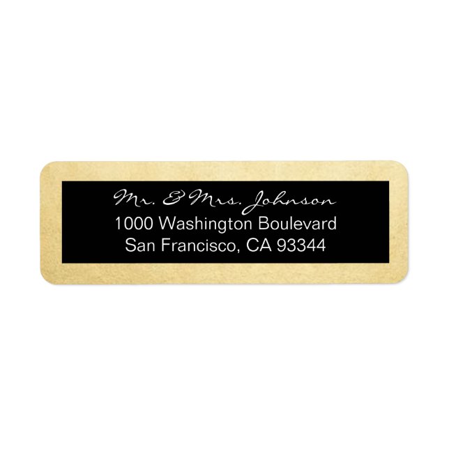 Étiquette Classy Elegant Gold Foil & Black Adresse de retour (Devant)