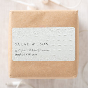 Étiquette Classy Simple Ivoire Blanc Cuir Adresse Texture