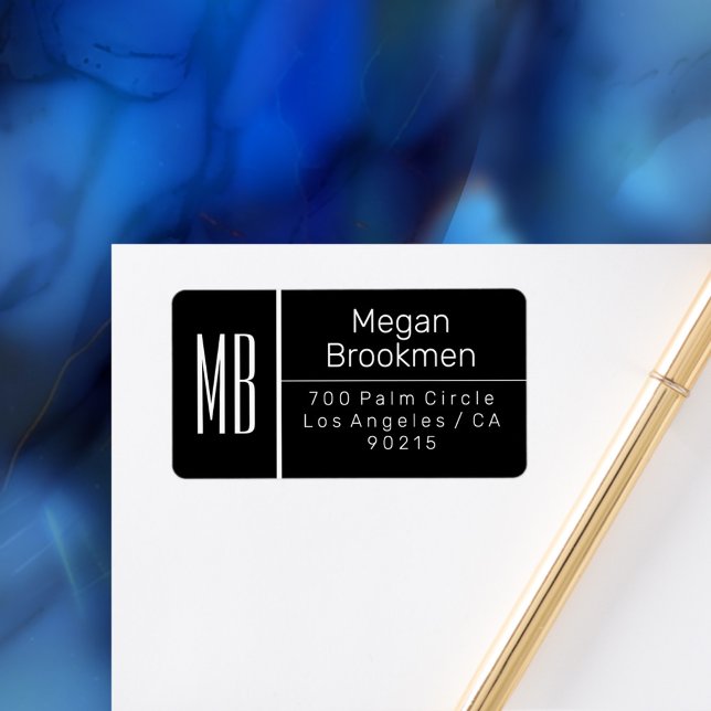 Étiquette Clé Blanc & Blanc/do-it-yourself Nom Adresse Monog (Créateur téléchargé)