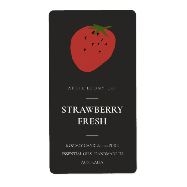 ÉTIQUETTE CLEAN FRESH FRUITY STRAWBERRY BLACK CANDLE LABEL (Devant)