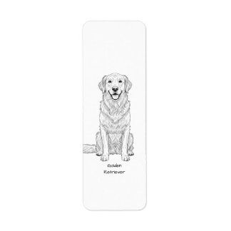 Étiquette Clean Minimalist Golden Retriever Line Art 