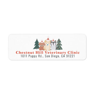 Étiquette Clinique vétérinaire entreprise pour animaux Noël