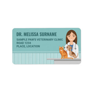 Étiquette Clinique vétérinaire Femme vétérinaire Médecin ani