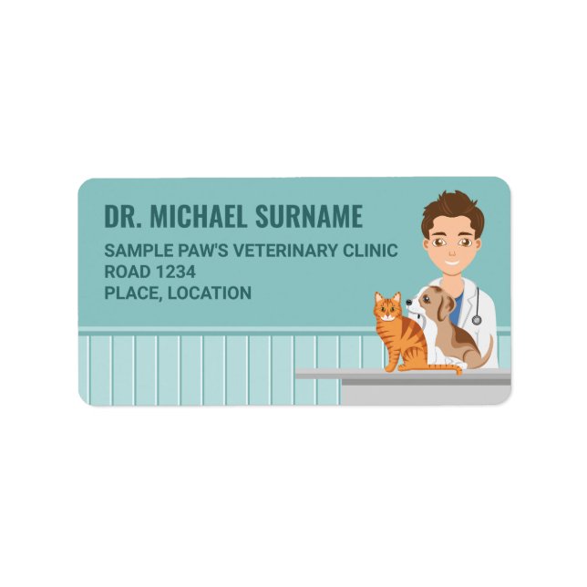 Étiquette Clinique vétérinaire Vétérinaire Homme Vétérinaire (Devant)