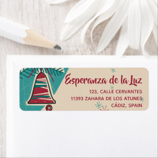 Étiquette cloche de Noël milieu siècle moderne