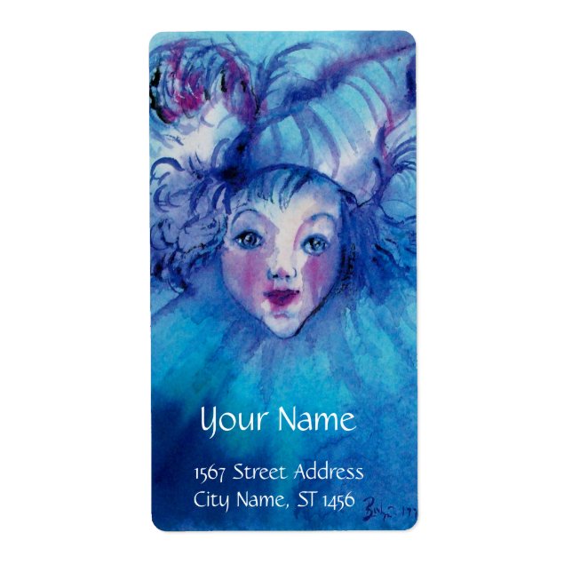 ÉTIQUETTE CLOWN EN BLEU (Devant)