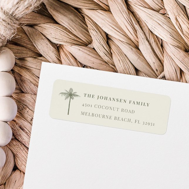 Étiquette Coastal Coconut Palm Adresse de retour (Créateur téléchargé)